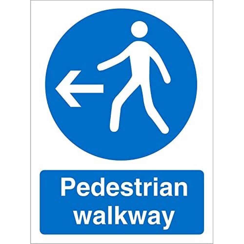 Seco Pedestrian Walkway - Left Arrow Sign, 150mm x 200mm - Self Adhesive Vinyl