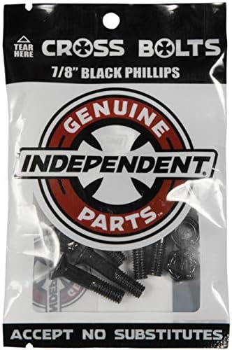 Independent Genuine Parts Cross Bolts Standard Phillips Skateboard Hardware (Black/Black, 7/8")