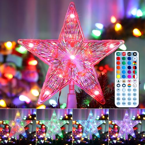 PhilzOps Weihnachtsbaumspitze Sterne Batterie 11 LED RGB...