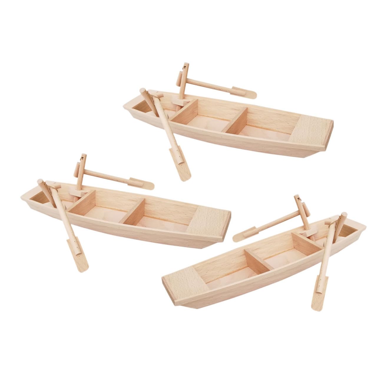 CIYODO 3Pcs Wooden Boat Model Unfinished Nautical Decor for Home Desktop Ornament with Rustic Texture for Living and Bedroom Accent
