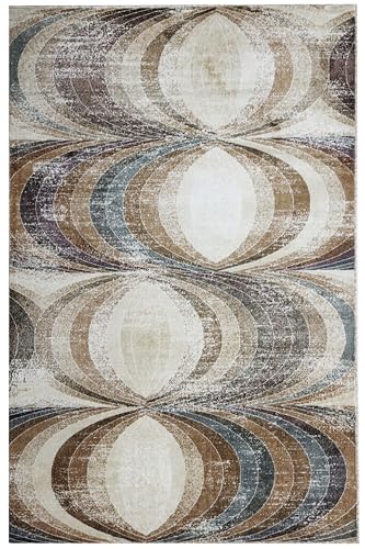 Image of Super Soft Art Collection Abstract Modern Classical Design Carpets Highest Density Silk Carpets for Home Living Room Bedroom /Hall (3x5 Feet (90x150 cm) Multi Vintage B)
