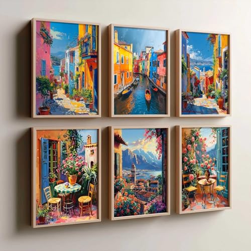 Image of kotart - City view wall Paintings with Frame for Home Decoration - Painting Living Room Bedroom Office hanging frames Set of 6 - (14X20 Inch, E)