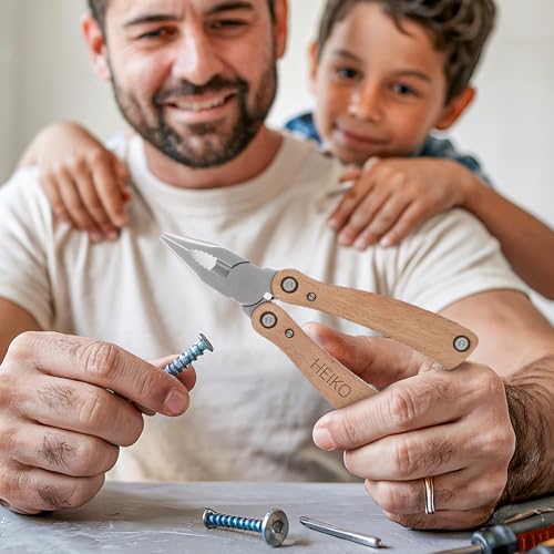 Personalisiertes Multitool mit Gravur – 13-in-1 Taschenmesser aus Buchenholz, personalisiertes Geschenk für Männer (Graviertes Multitool)