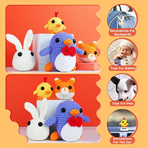 image for Coopay Crochet Kit for Beginners: 4 in 1 Crochet Animal Kit - Penguin,