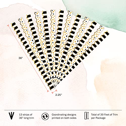 Barker Creek Double-Sided Scalloped Border, Gold Bars, For Bulletin Boards, Reception Areas, Halls, Break Rooms, Office, School, Home Learning Decor, 2.25” X 39’ (902) #TOP1