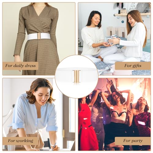 Wide Stretchy Waist Belts for Women, Vintage Elastic Waist Stretch Elastic Belts Retro Adjustable Belt with Buckle for Women Dresses3