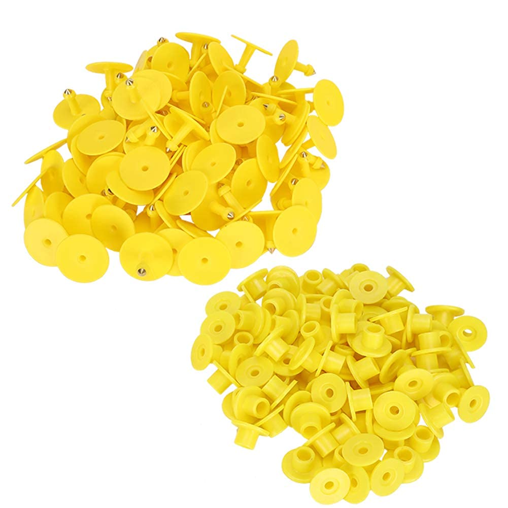 QWORK® schapen oormerken, 001-100 nummer plastic dier oormerk voor geiten varkens koeien runderen (groen