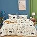 CLOTHKNOW Kids Comforter Set Twin Yellow Bear Bedding Comforter Sets Beige Cartoon Bed Comforter Yellow Bedding Sets Boys Girls Comforter Fox Rabbit Comforter Soft 3Pcs Beige Comforter Sets Twin