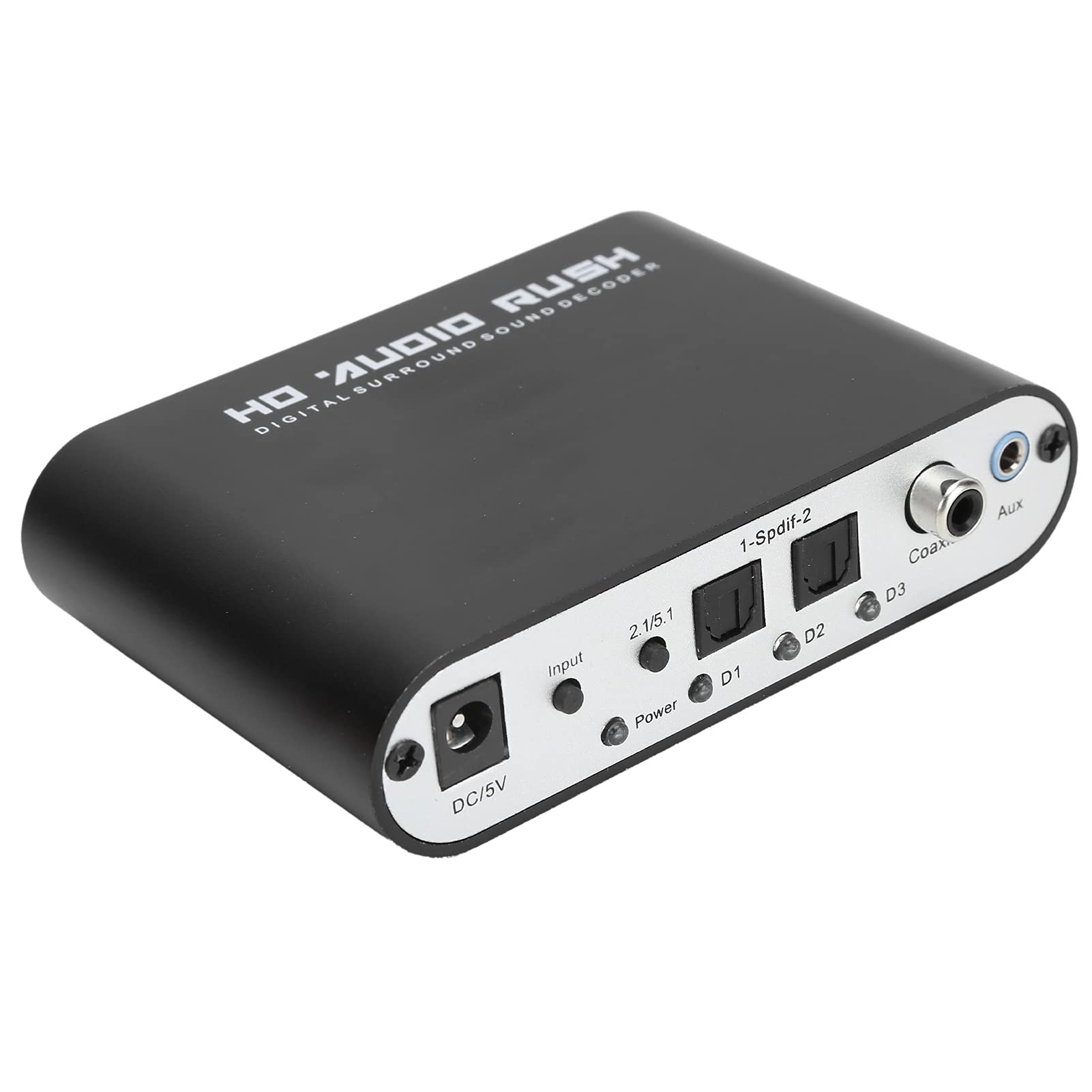 Syrisora Convertisseur Audio Numérique, Convertisseur Dolby DTS 5,1 Canaux AC - 3 Décodeur Audio Numérique Optique Coaxial vers Audio Analogique pour la Maison/Salle de (Hôte + USB +