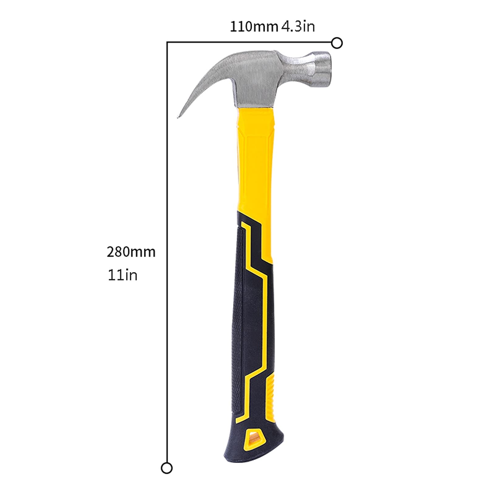 Herramientas Martillo Martillo de orejas, estructura forjada de acero de una pieza, cabeza de martillos brillantes pulidos con espejo y mango antideslizante para trabajo diario y profesional Martillo