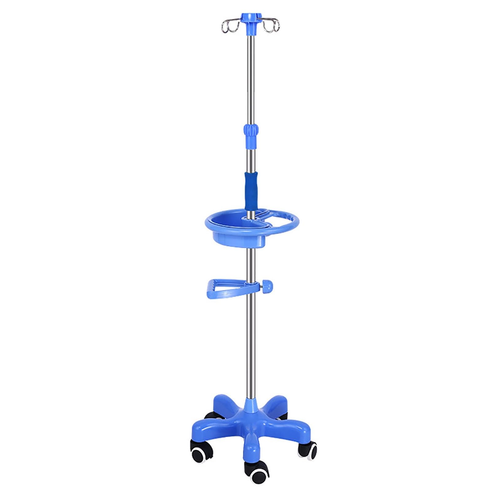 Asta per Flebo in ACCIAIO INOX, Deflussori per Flebo con 4 Ganci in Plastica e 5 Ruote Piroettanti (Size : Round Pallet)