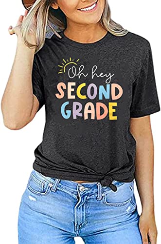 Oh Hey Second Grade Teacher Shirt Tee Women 2nd Grade Teacher Tee Shirt Kindness Inspirational Teacher T-Shirts Tops