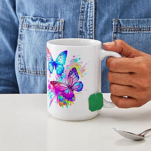 Taza de Cerámica 15 oz CafePress Neon Splatter Butterflies miniatura 4