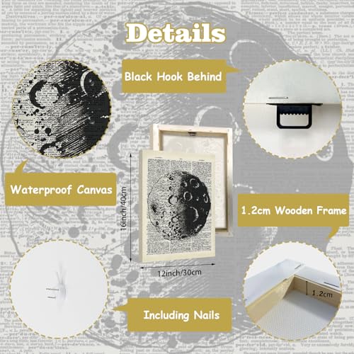 Image of CHDITB Vintage Space Canvas Wall Art, Antique Dictionary Astronaut Decor, Retro Solar System Framed Poster, Celestial Planets Artwork, Outer Space Room Prints For Kids Bedroom Nursery Decor 8 inchX10 inchX6