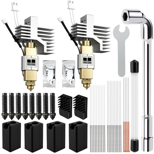 2 Stück 0.4MM Keramik Hotend für Centauri Carbon/Centauri Print Head Extruder Kit mit Silikonhülle Silikonbürste 0 2/0 4/0 6 mm Düsen Reinigungsnadel Schraubenschlüssel Wärmeleitpaste