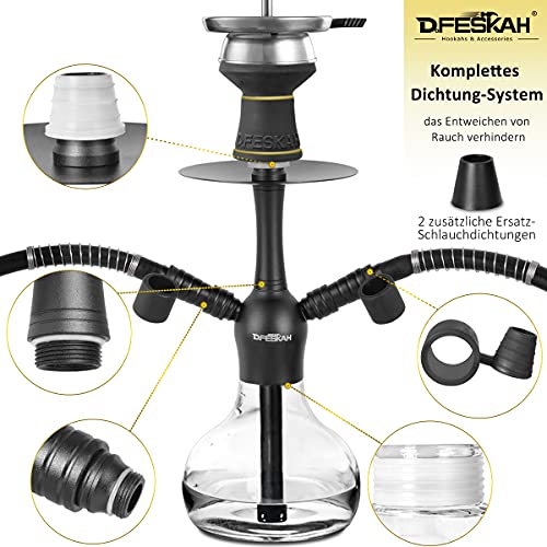 Mini Shisha Set, 40cm Hookah To Go 2 Schläuche 2 Anschlüsse | Kleine Wasserpfeife Reise Shisha Set Aluminium | Shisha… – Bild 6