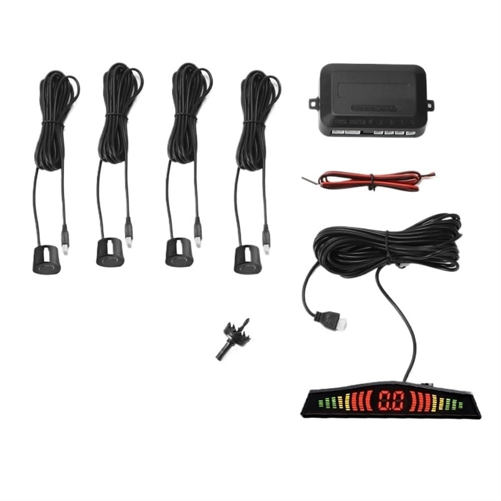 PDC capteur Stationnement Détecteur de Voiture Affichage LED Automatique 4 pièces Kit capteur stationnement Aide Inverse Moniteur Radar Secours détecteur Voiture stationnement