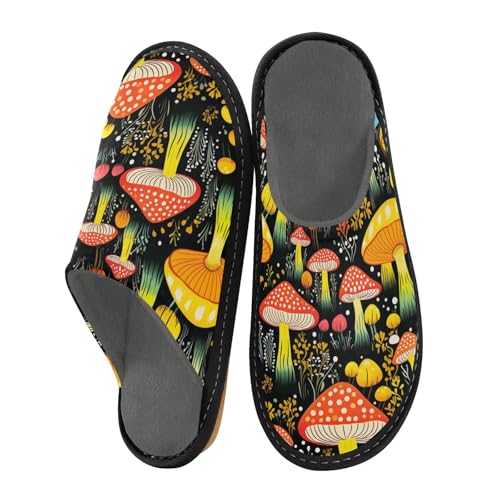 Orange Mushroom Fuzzy Slippers Soft Home Bedroom Slippers for Women Men House Shoes2