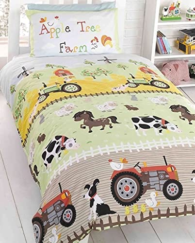 Rapport, set copripiumino per bambini, motivo: fattoria di mele, multicolore, 120 x 150 cm