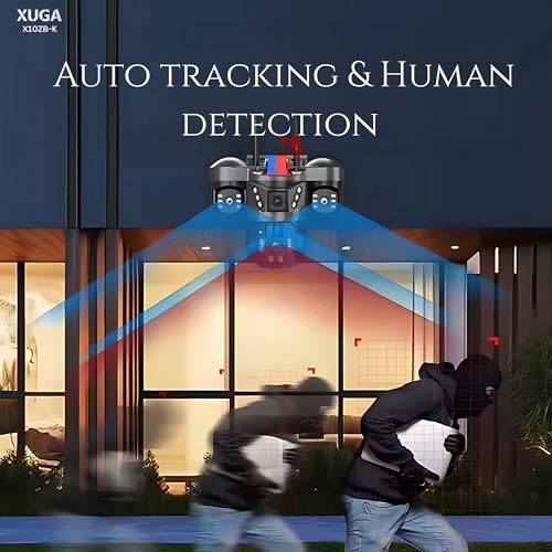 Image of XUGA - Cybernautt X10ZB-K 12MP 3 Lens PTZ 4G Sim Wireless Outdoor CCTV Camera with Three Side View | 360 | Motion Detection| Siren Alarm| Outdoor | Gym | Farm | Home | Use Air-tel 4G Sim