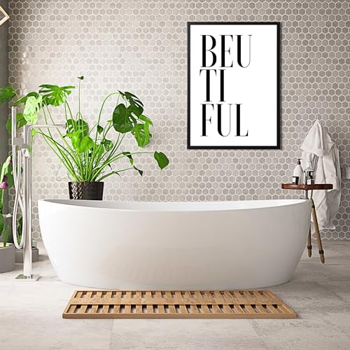 Impresión tipográfica minimalista Be U Tiful en blanco y negro para pared, tamaño A4 5