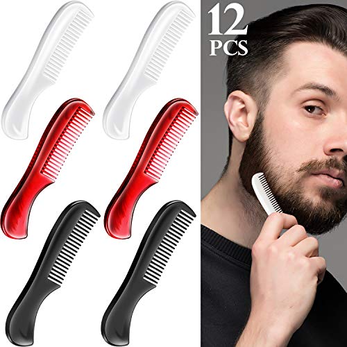 12 Pieces Beard Mustache Comb Fine Toothed Beard Comb Mini Mustache Comb Portable Size for Beard Care Facial Hair Grooming