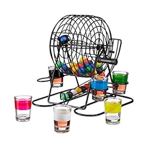 Relaxdays Bingo Trinkspiel mit 6 Shotgläsern