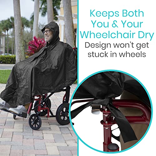 Vive Wheelchair Poncho - Lightweight, Breathable And Waterproof Raincoat - Reusable And Packable Cape With Hood- Men, Women #TOP1