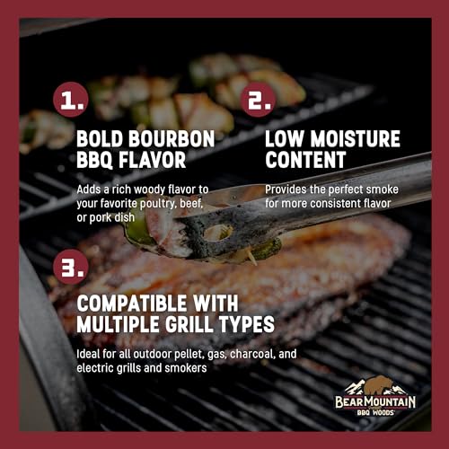 Bear Mountain All Natural Wood Pellets for Smoker, Grill & BBQ, 20 Lbs, Bourbon