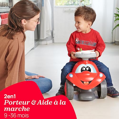 Chicco Billy Walk&Ride, první krůčky, 2v1 chodítko a jízda, snadná montáž, ergonomická řídítka, široká kola, se zvuky a světly, recyklovaný plast, 12-36 měsíců, červená