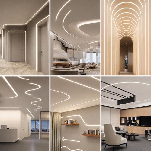 Image of Trendy Illumina Flexible Led Light Silicone Profile 25x17mm | 5 Meter Bendable Ceiling Lighting Channel | Curve & Round Ceiling Design | Modern Architectural Ceiling Light Solution (Without Led Strip)