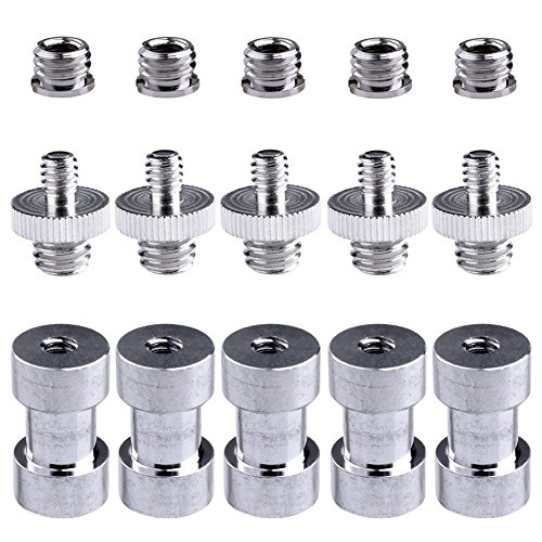 ETopLike 5x 1/4" 3/8" Metal Monopod Tripod Mount Screw Convert Adapter Flash Light Stand Spigot Bracket Holder Camera (1/4" to 3/8")