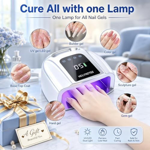 Image of UV Nail Lamp, 96W Cordless Professional Rechargeable UV LED Portable Lamp, 4 Timer Setting and Smart Sensor Gel Nail Dryer, Ideal for Training, Nail Art Practice, Home & Salon