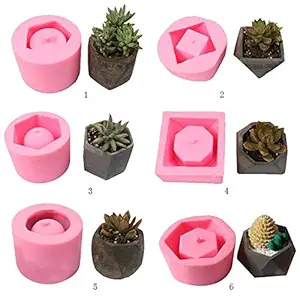 Ubersweet Imported 1PCS Flower Potted Planter Silicone Mold Handmade Craft Garden Home Decoration Plant Flowerpot Cement Molds Style 2_134111