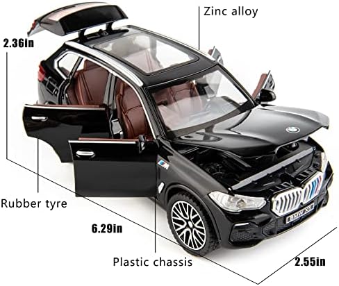 TGRCM-CZ 1/32 Compatible for BMW X5 SUV Model Car Toy, Diecast Alloy Pull Back Car Model with Light and Sound Toy Vehicles for Kids Black