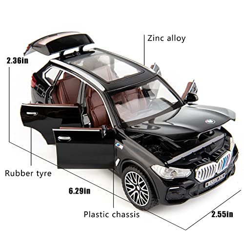 TGRCM-CZ 1/32 X5 SUV Modellauto Spielzeug, Druckguss Legierung Pull Back Auto Modell mit Licht und Sound Spielzeugfahrzeuge für Kinder Schwarz