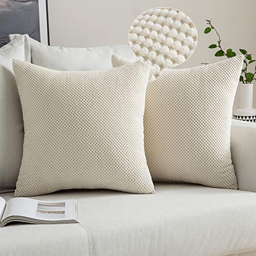 MIULEE Fundas Cojines de Sofá Funda de Almohada de Pana Cojin Rectangular Moderno Color Solido Decoracion para Habitacion Dormitorio Oficina Silla Cama Salón Terraza 2 Piezas Beige 50x50cm