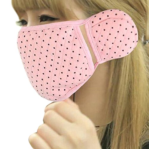 EUBUY 5 Pcs Lovely Dot Pattern Winter Warmer Cold Weather Dust Protective Soft Earloop Mouth Nose Face Mask With Earmuffs Color Random