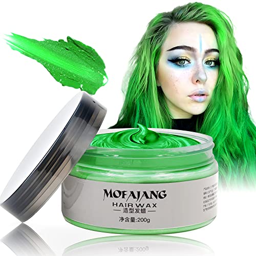 Green Temporary Hair Dye Wax 7.06 oz Natural Instant Hair Color Wax Pomades, Hair Styling Clay for Party, Cosplay, Halloween, Christmas
