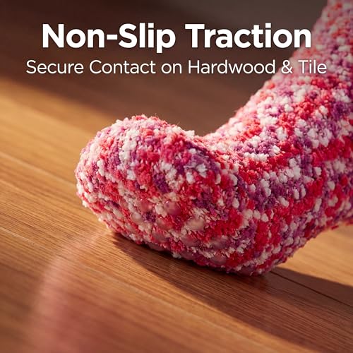 Image of Tipi Toe Womens Fuzzy Crew Socks with Anti Slip Grips Warm Cozy Fluffy Winter Slipper Socks Non Skid Home Socks for Women