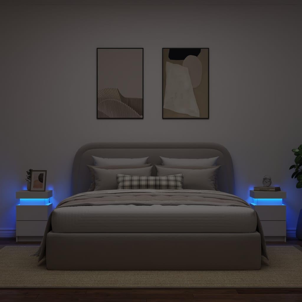 HOMCOM Comodino da Camera da Letto Salvaspazio, Moderno Comodino con 2 Cassetti, Design Semplice, Legno Bianco, Piedini in Legno di Pino, 33 x 28 x 42cm, Bianco