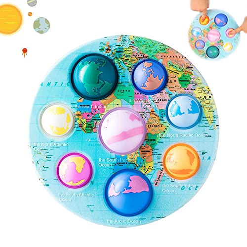 Shxiuminy Eight Oceans Dimple Toys World Map Simple Bubble Fidget Toys Simple Early Dimple Portable Handheld Colorful Anxiety Early Educational Dimple Brain Development Toy(Eight Oceans World Map)