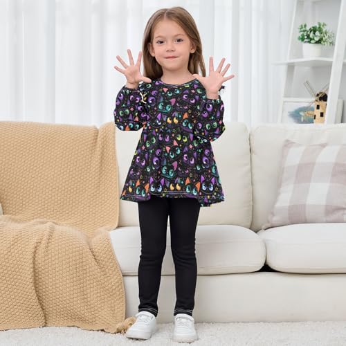 Dark Cat Eyes Girls Shirts Cotton Long Sleeve Ruffle Toddler Tee Tops 7