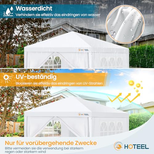 Image of HOTEEL 10'x10' Canopy Party Tent with 2 Removable Sidewalls, Waterproof Outdoor Shelter for Camping, Patio, Weddings & Events, Portable White Gazebo