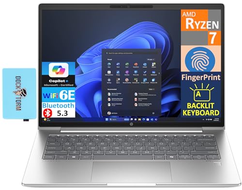 Image of HP ProBook 445 G11 Thin Business Laptop 14.0 inch LCD FHD+ Display (AMD Ryzen 7 7735U (Beats i7-1355U), 32GB DDR5, 1TB PCIe SSD, Copilot, Backlit KB, Fingerprint, Webcam, Win11P) w /DKZ USB Port Expander
