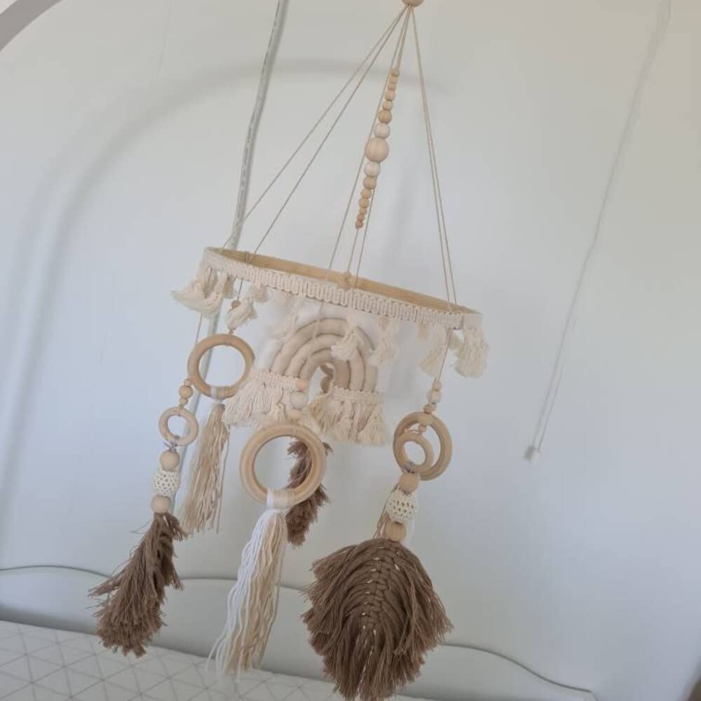 Kit telaio mobile in legno fai-da-te, Pendenti Perline da Giardino Fatti A Mano, Perline Legno Naturale, Campana Di Vento Bambini, Giocattoli Per Culla Neonati, Culla Musicale