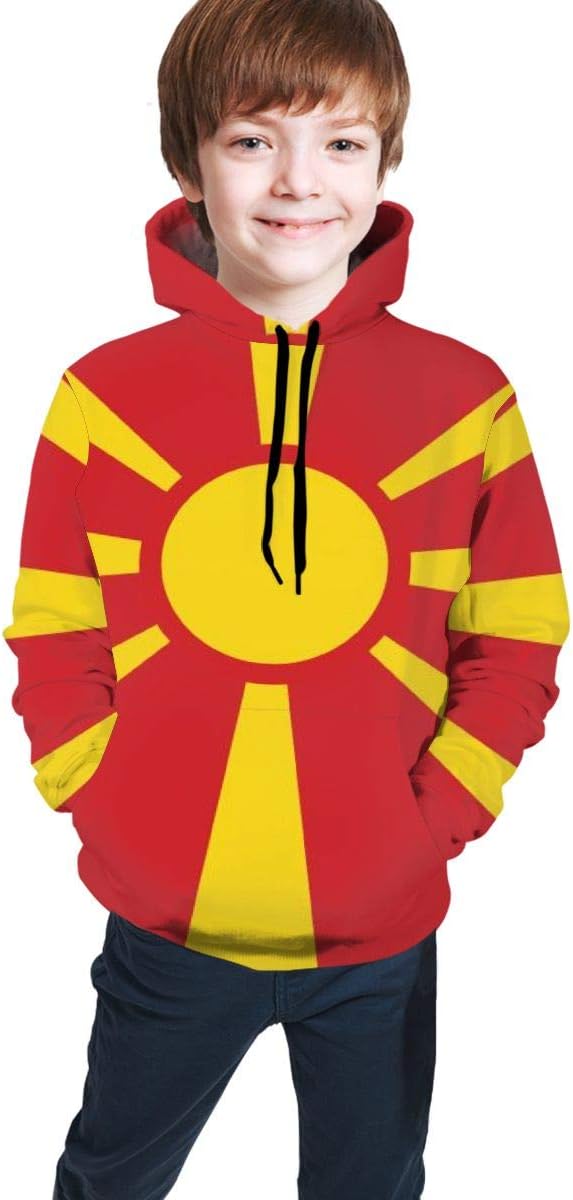 Lumos3DPrint Macedonia Flag Children's Unisex Hoodies Pullover Hooded Sweatshirts