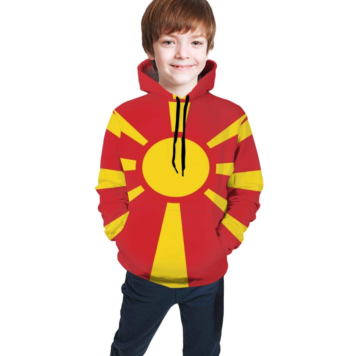 Lumos3DPrint Macedonia Flag Children's Unisex Hoodies Pullover Hooded Sweatshirts