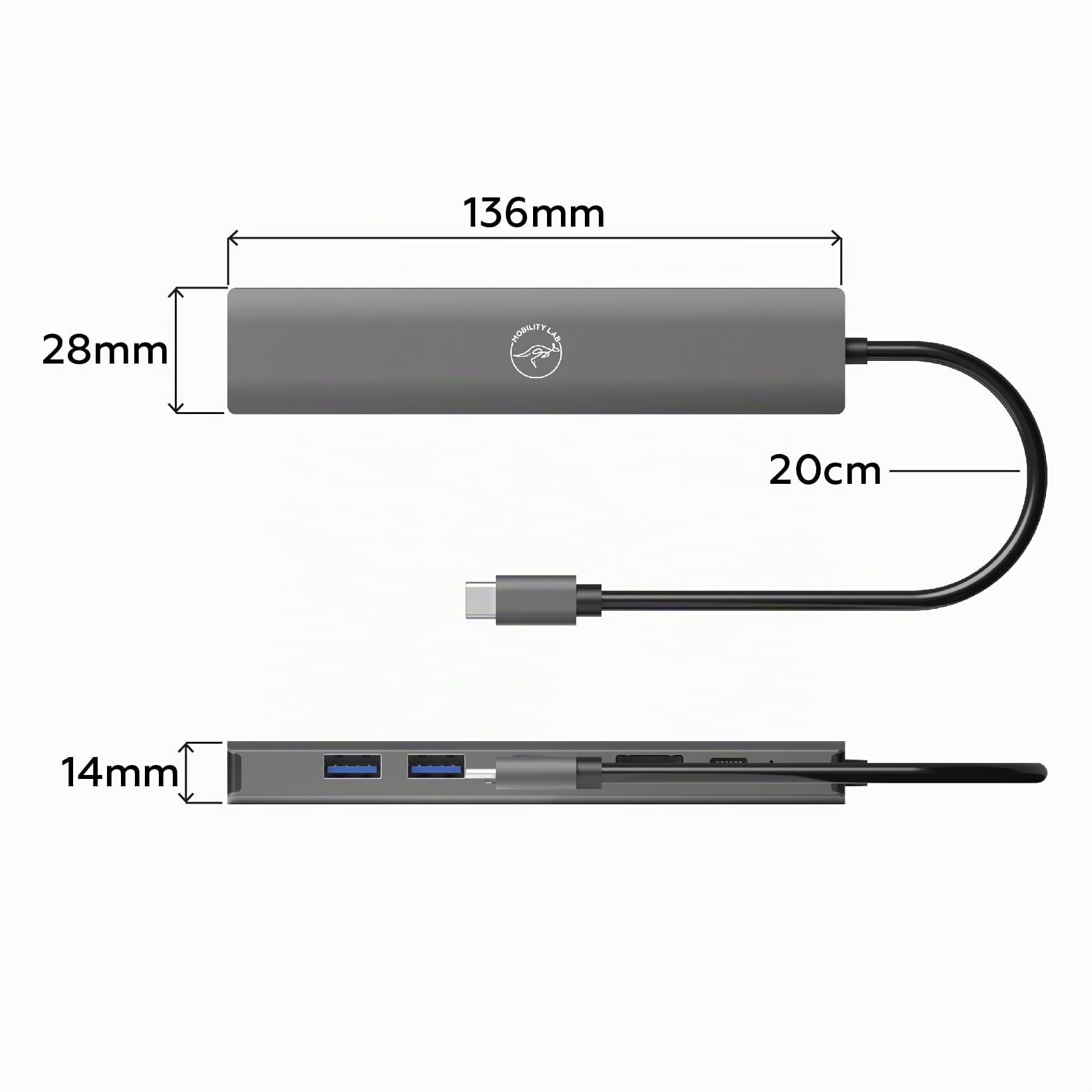 Mobility Lab – Hub Adaptateur USB-C 7 en 1 100W – Port HDMI, 1 Port USB-C, 2 Ports USB 3.0, Ethernet, Lecteur de Carte SD et Micro SD – Transfert de donnée Rapide et HDMI 4K – pour macOS et Windows