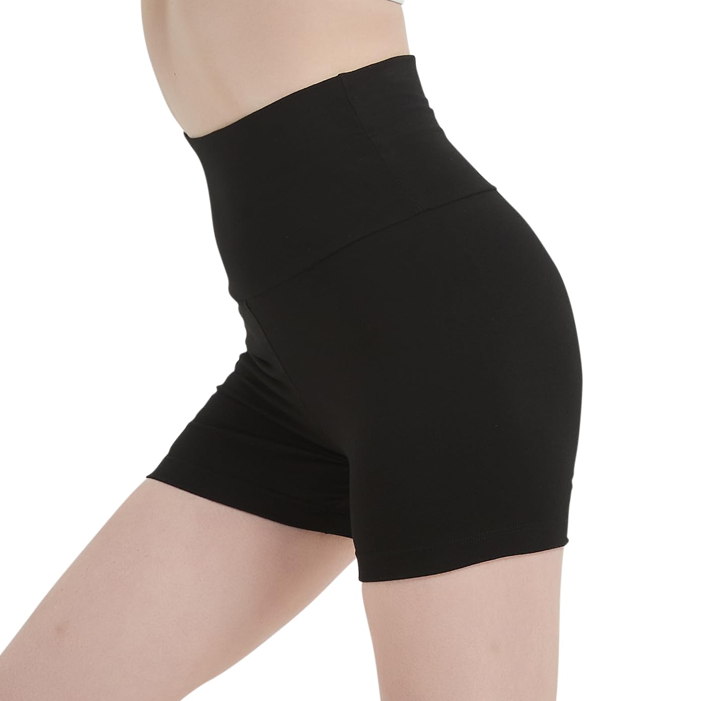 MC&LO High-Waist Cotton Spandex Yoga Shorts for Women - Sexy & Cute Gym Fitness, Dance & Workout Shorts Black